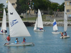 Young Sailors on Butterfiles and 420's in Kenosha Harbor